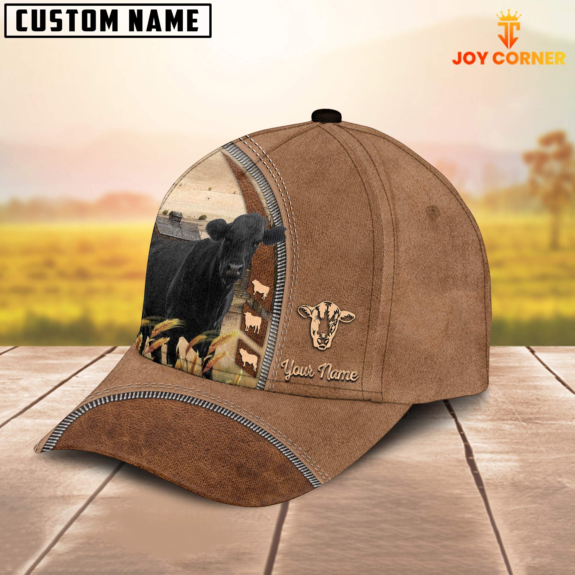 Black Angus Farming Land Customized Name Cap