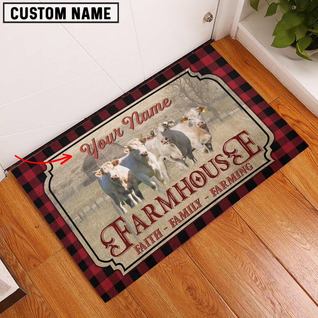 Charolais Faith Family Farming Custom Name Doormat