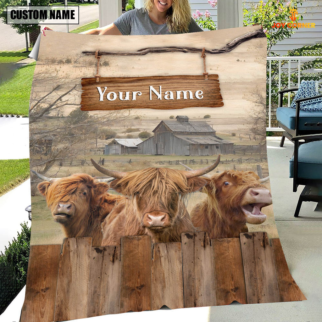 Personalized Name Highland Wooden Pattern Blanket