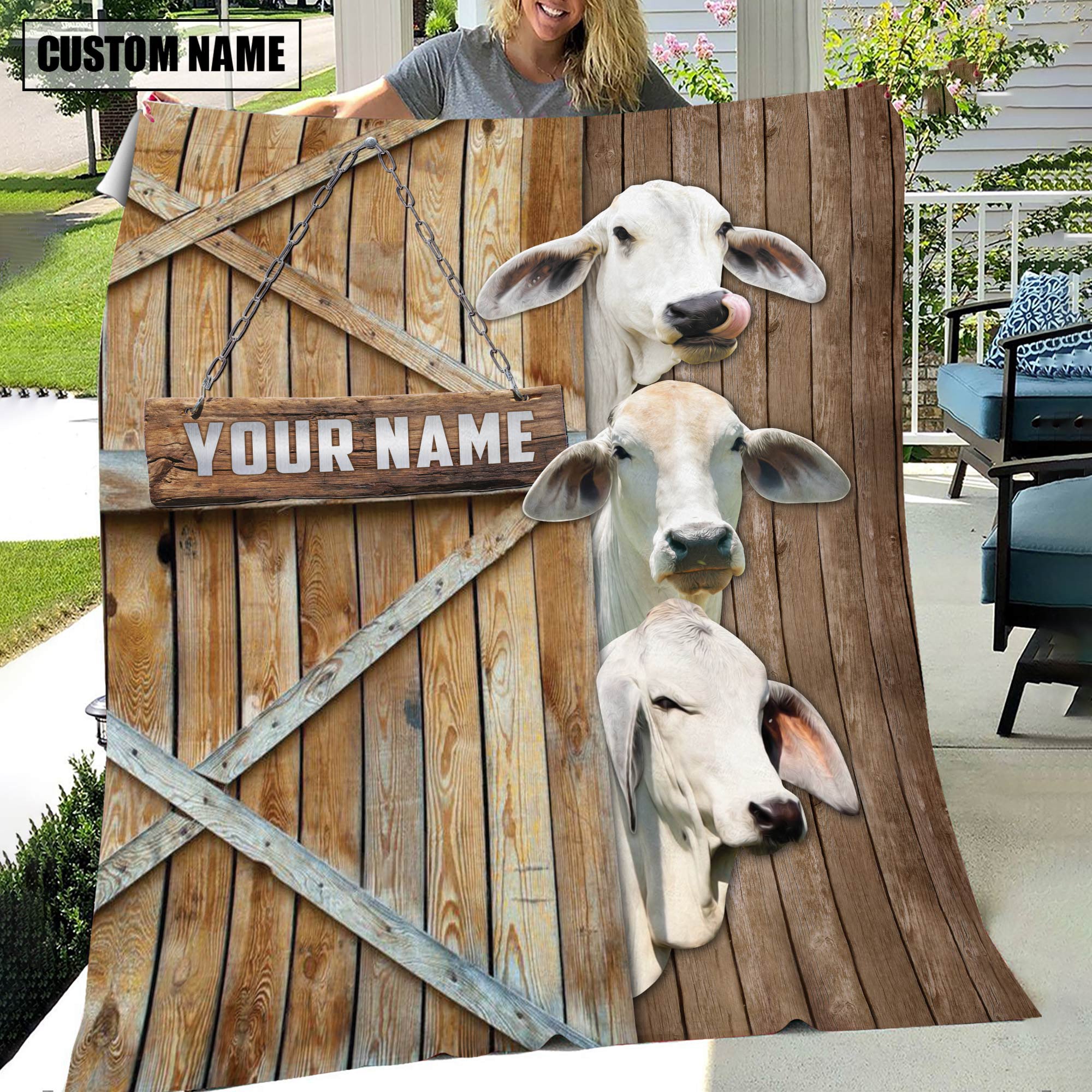 Personalized Name Brahman Barn Blanket