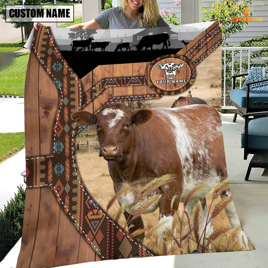 Shorthorn Custom Name Brocade Pattern Blanket