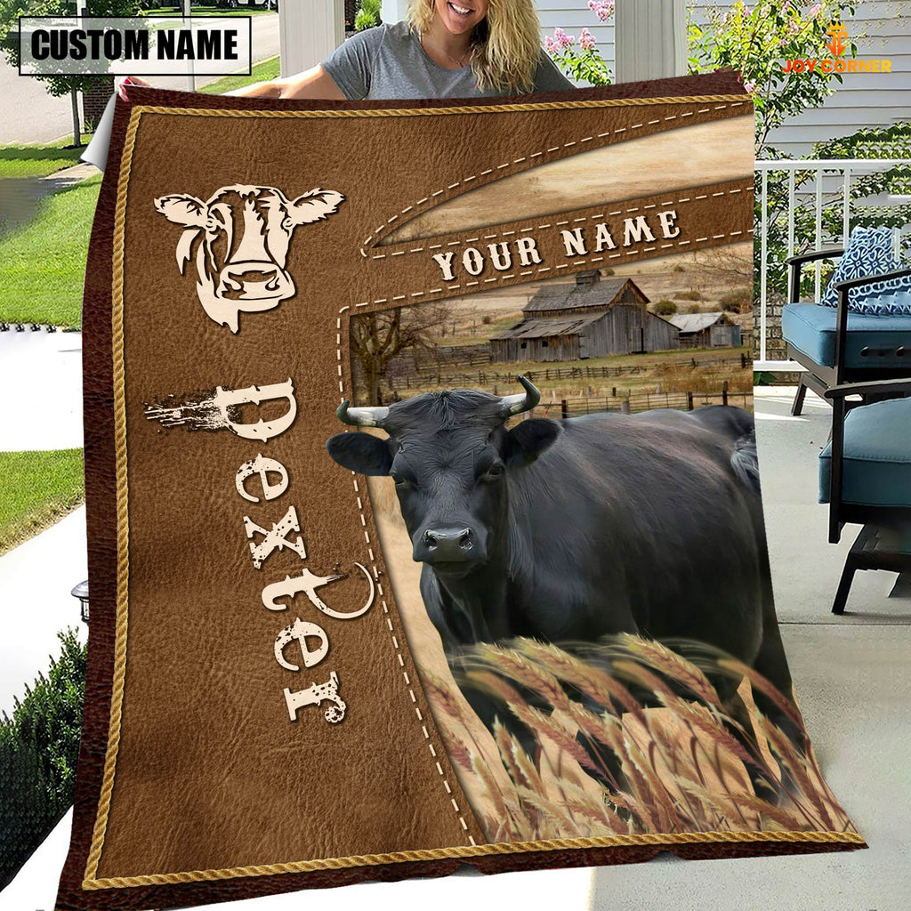 Personalized Name Dexter Farm Leather Brown Blanket
