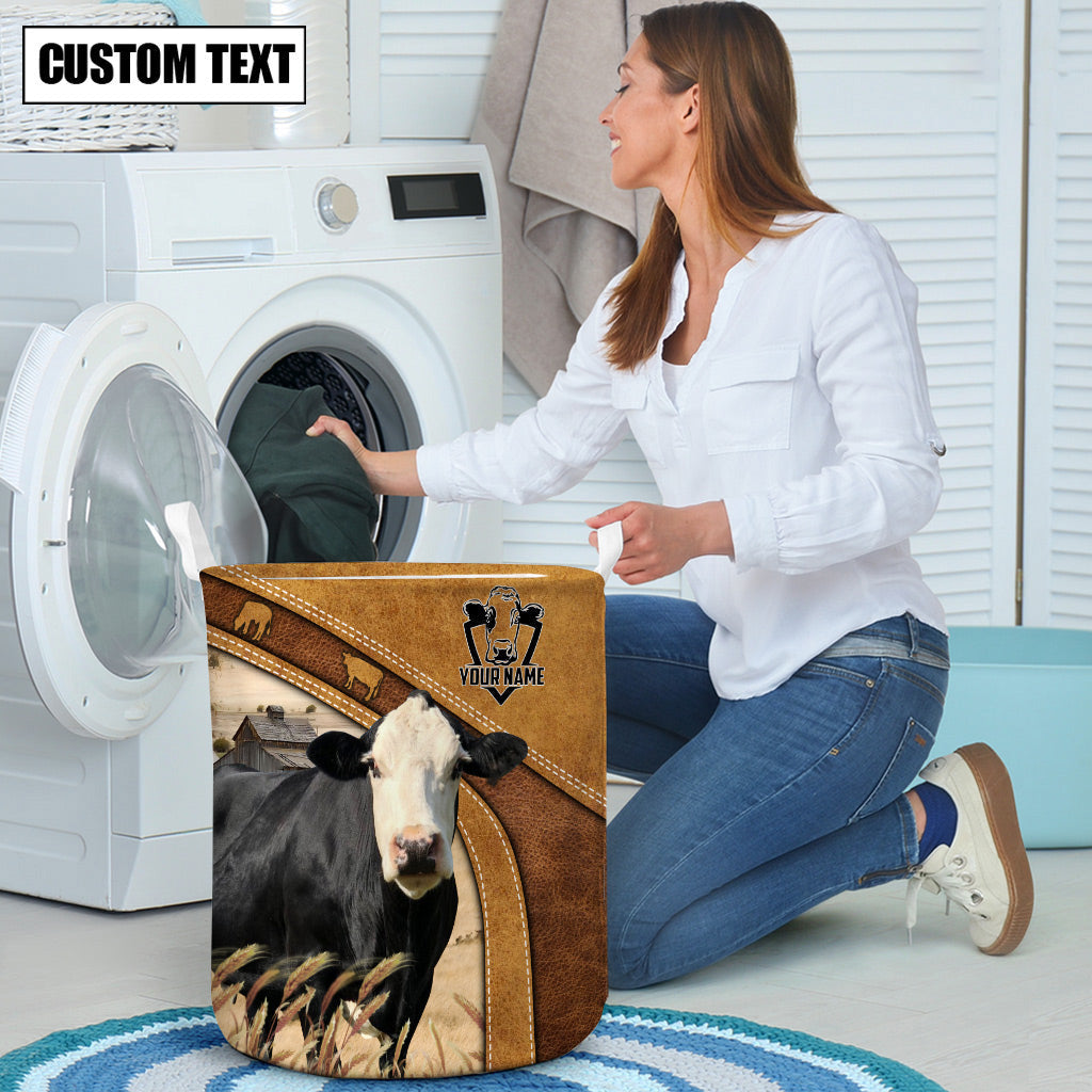 Black Baldy Cattle Brown Custom Name Basket