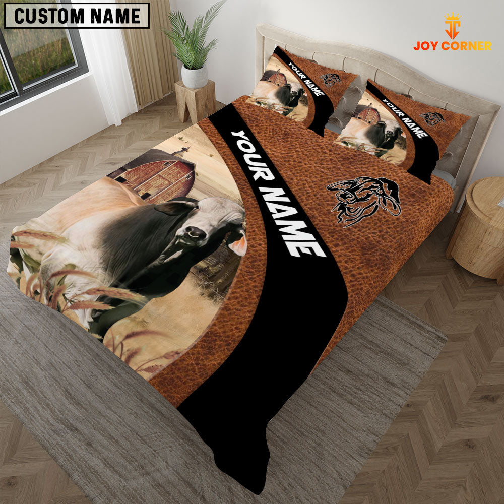 Brahman On The Farm Customized Name Red Barn Bedding Set
