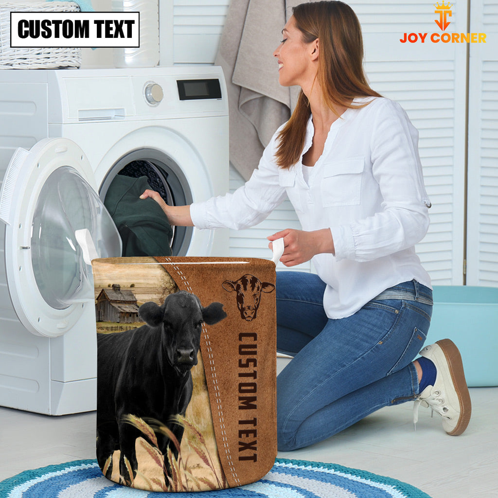 Black Angus Brown Farm Custom Name Laundry Basket