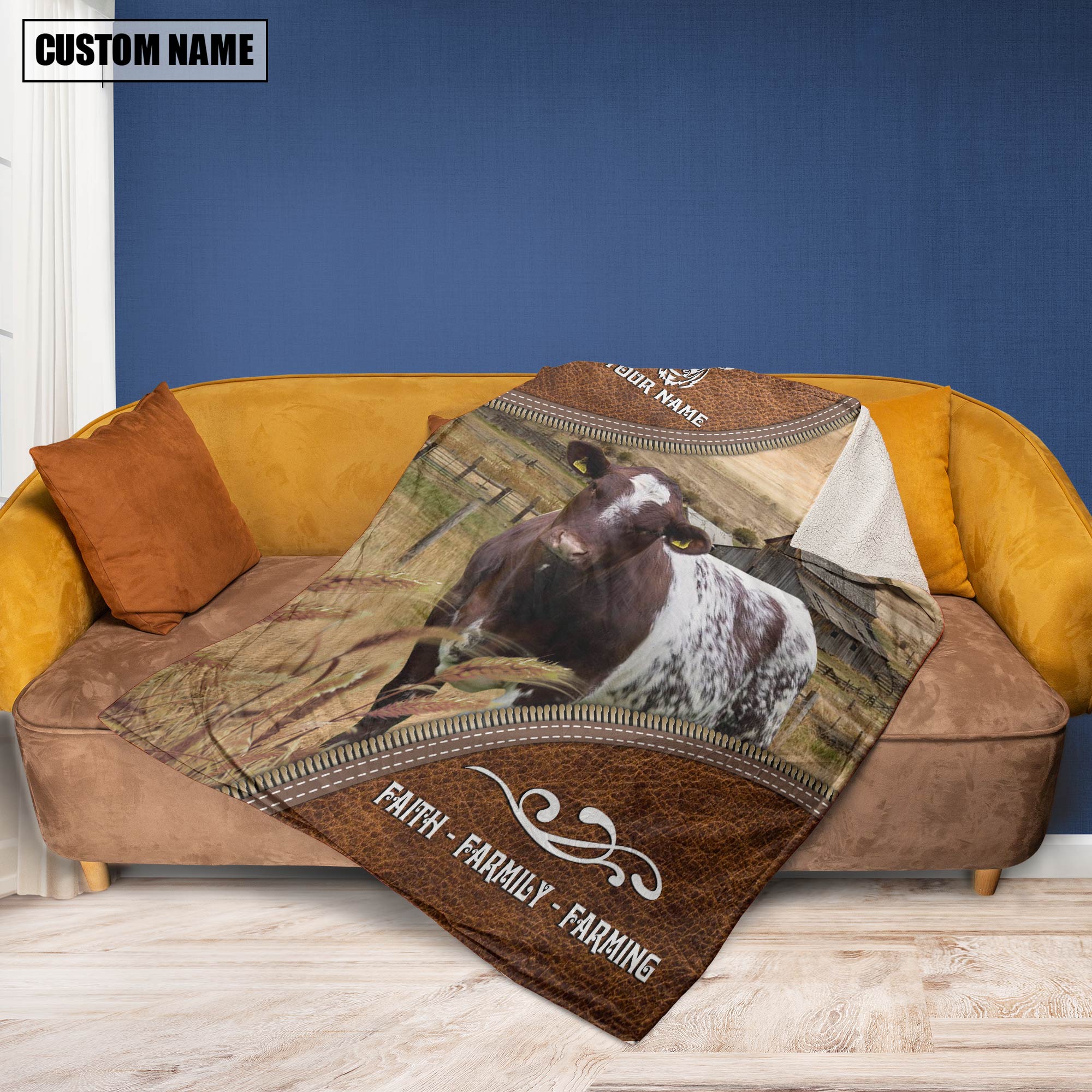 Personalized Name Shorthorn Faith Family Farming Blanket