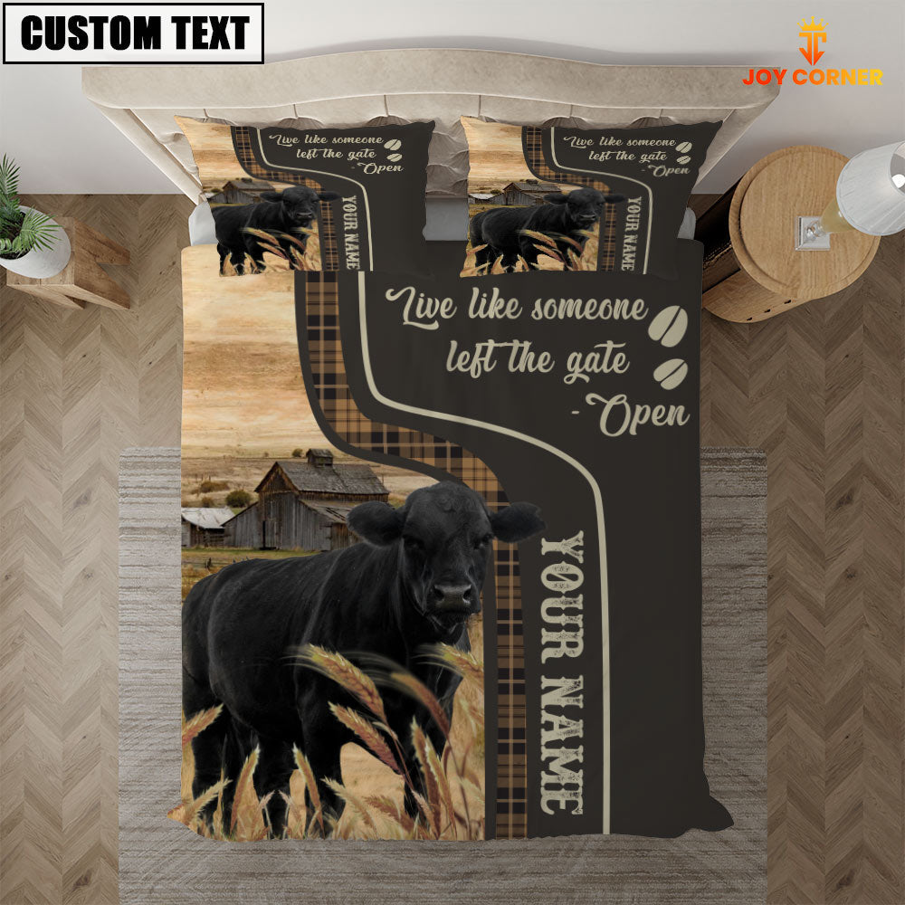 Black Angus Like Someone Left The Gate Open Customized Name 3D Bedding Set