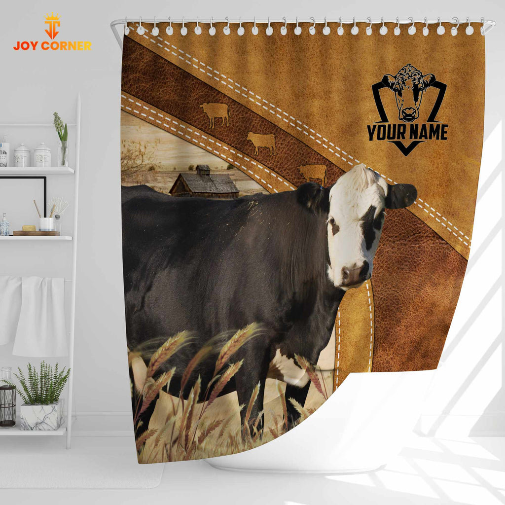 Custom Name Black Hereford Pattern Shower Curtain