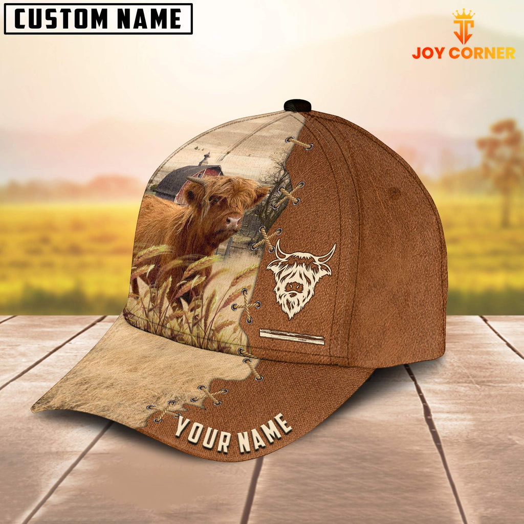 Miniature Highland Custom Name Brown Leather Pattern Cap