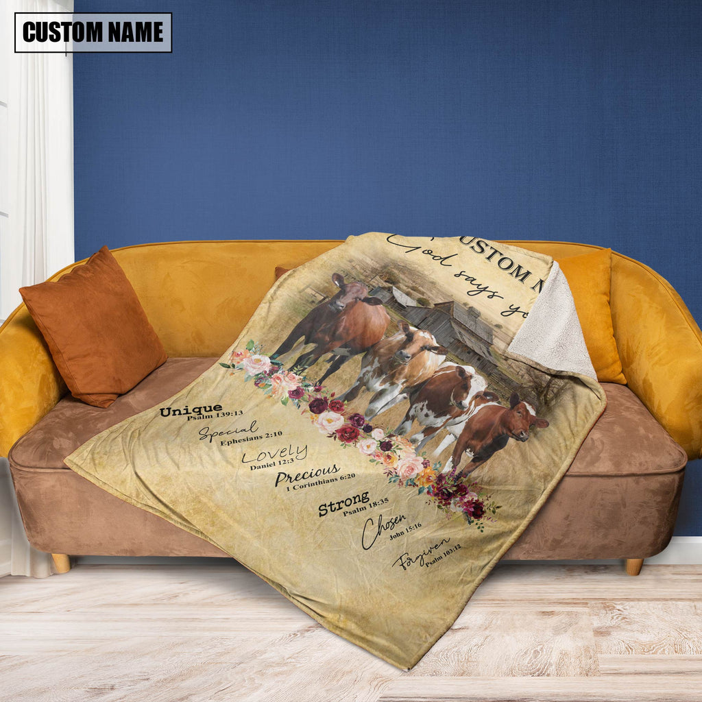 God Says You Are - Personalized Name Ayrshire Blanket