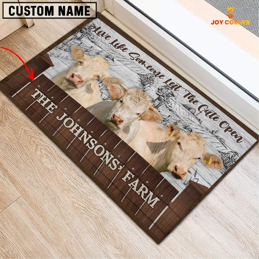 Charolais Custom Name - Live Like Someone Left The Gate Open Doormat