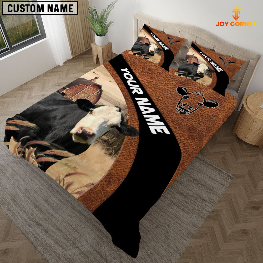 Black Baldy On The Farm Customized Name Red Barn Bedding Set