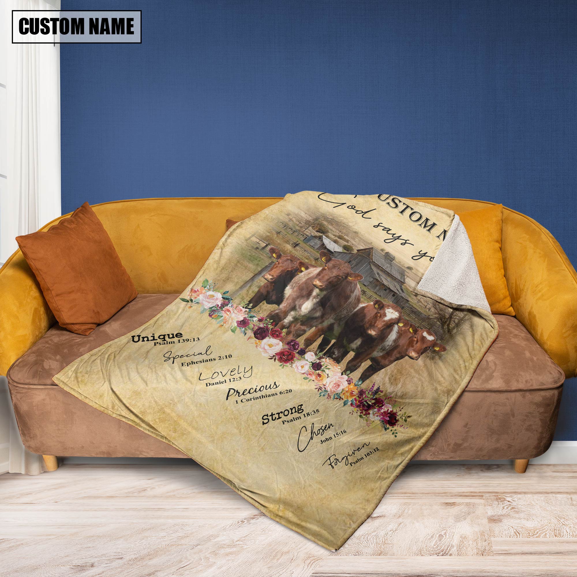 God Says You Are - Personalized Name Shorthorn Blanket