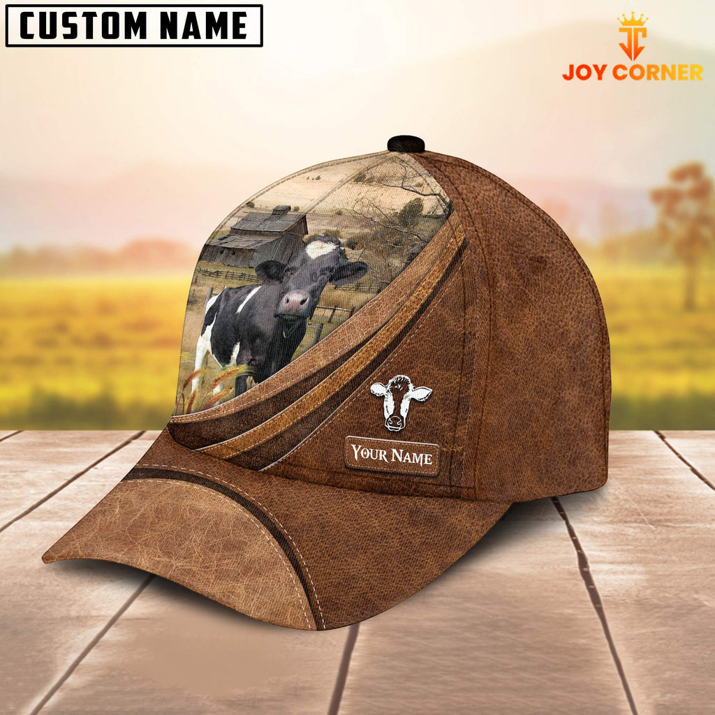 Custom Name Holstein Leather Pattern Classic Cap
