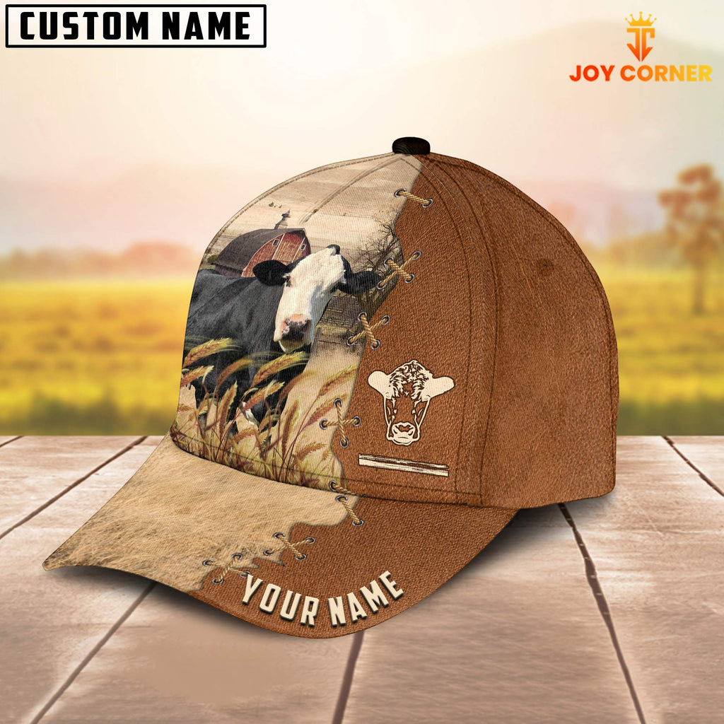 Black Baldy Custom Name Brown Leather Pattern Cap