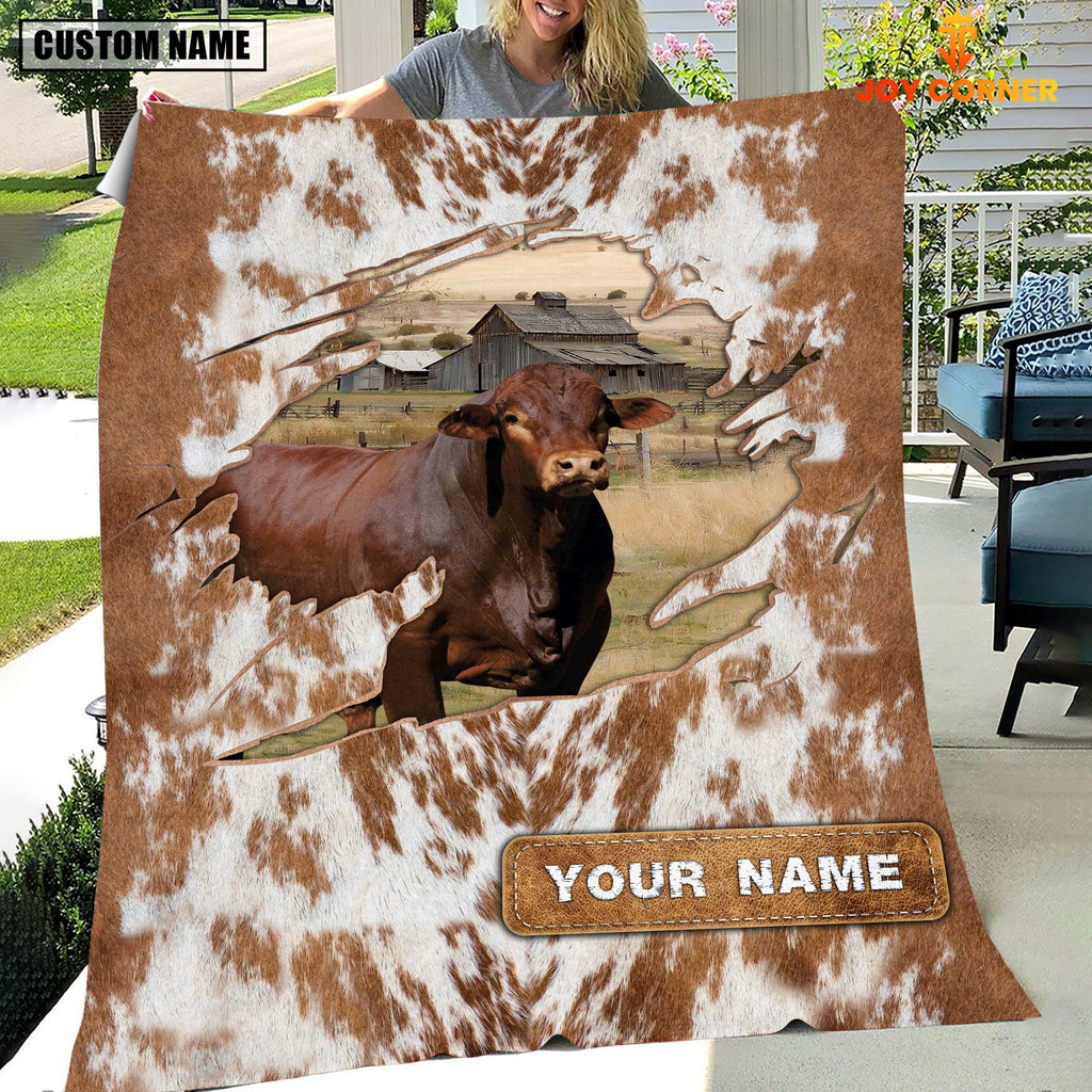 Custom Name Beefmaster Cow Hair Pattern Blanket