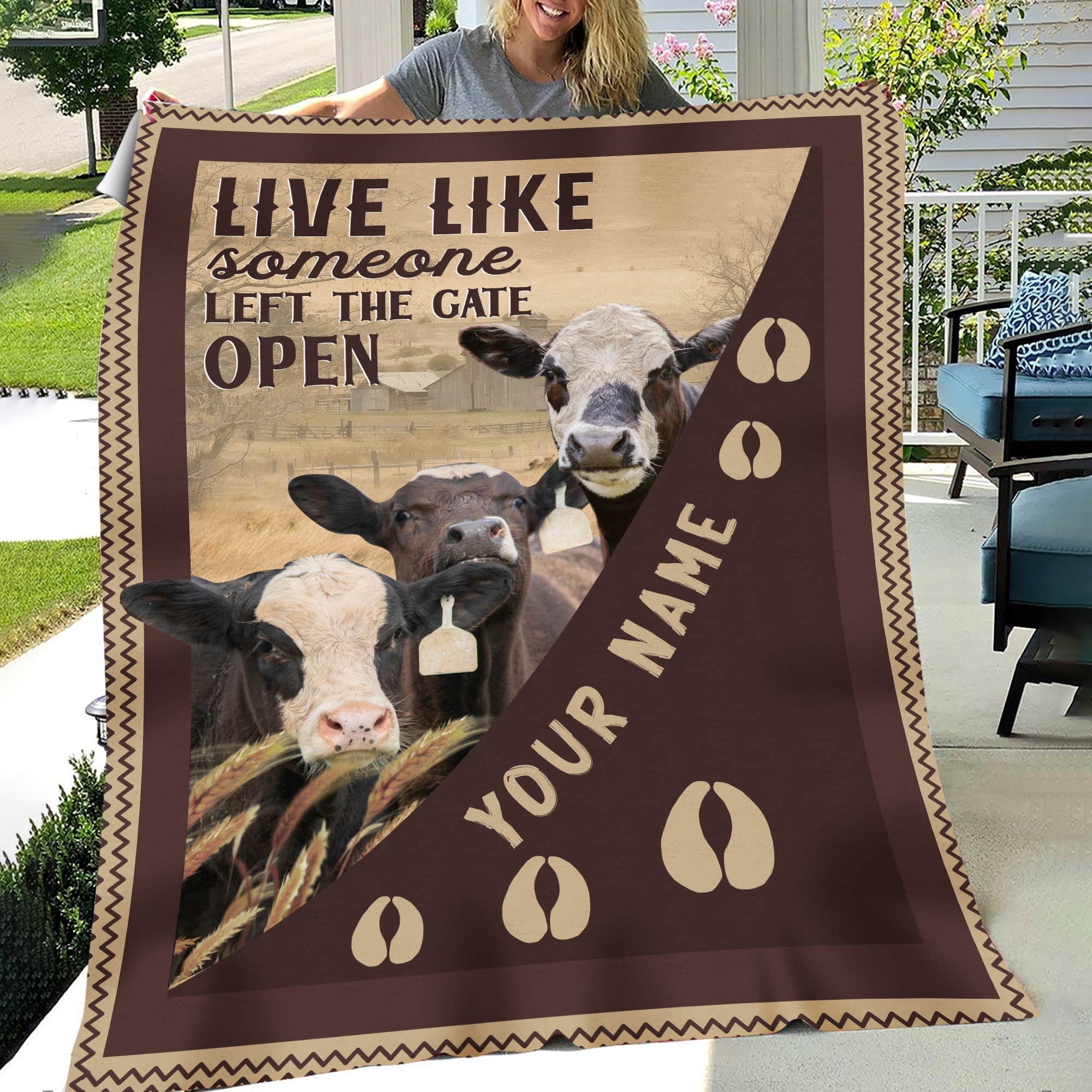 Personalized Black Baldy Live Like Someone Left The Gate Open Blanket