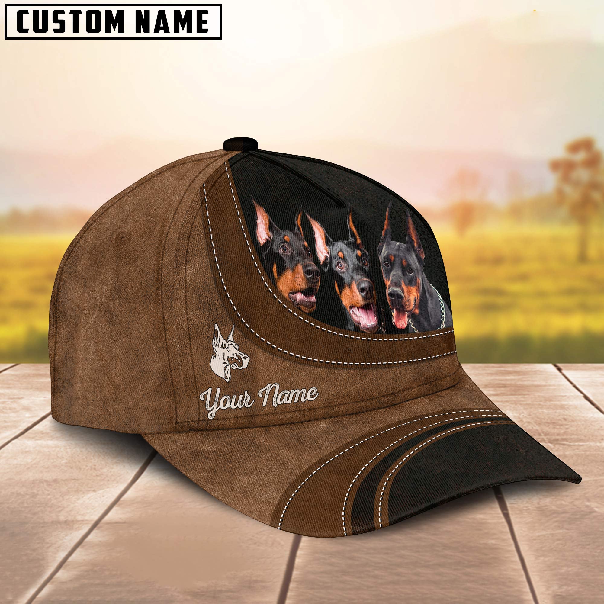 Dobermans Happiness Customized Name Cap