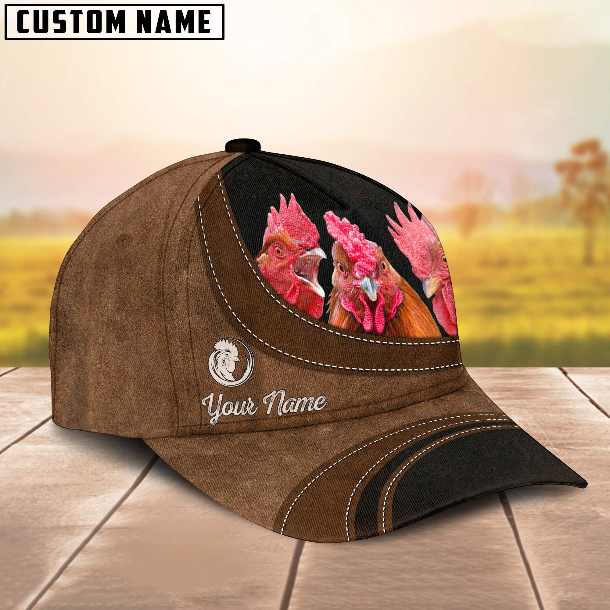 Rooster Happiness Customized Name Cap