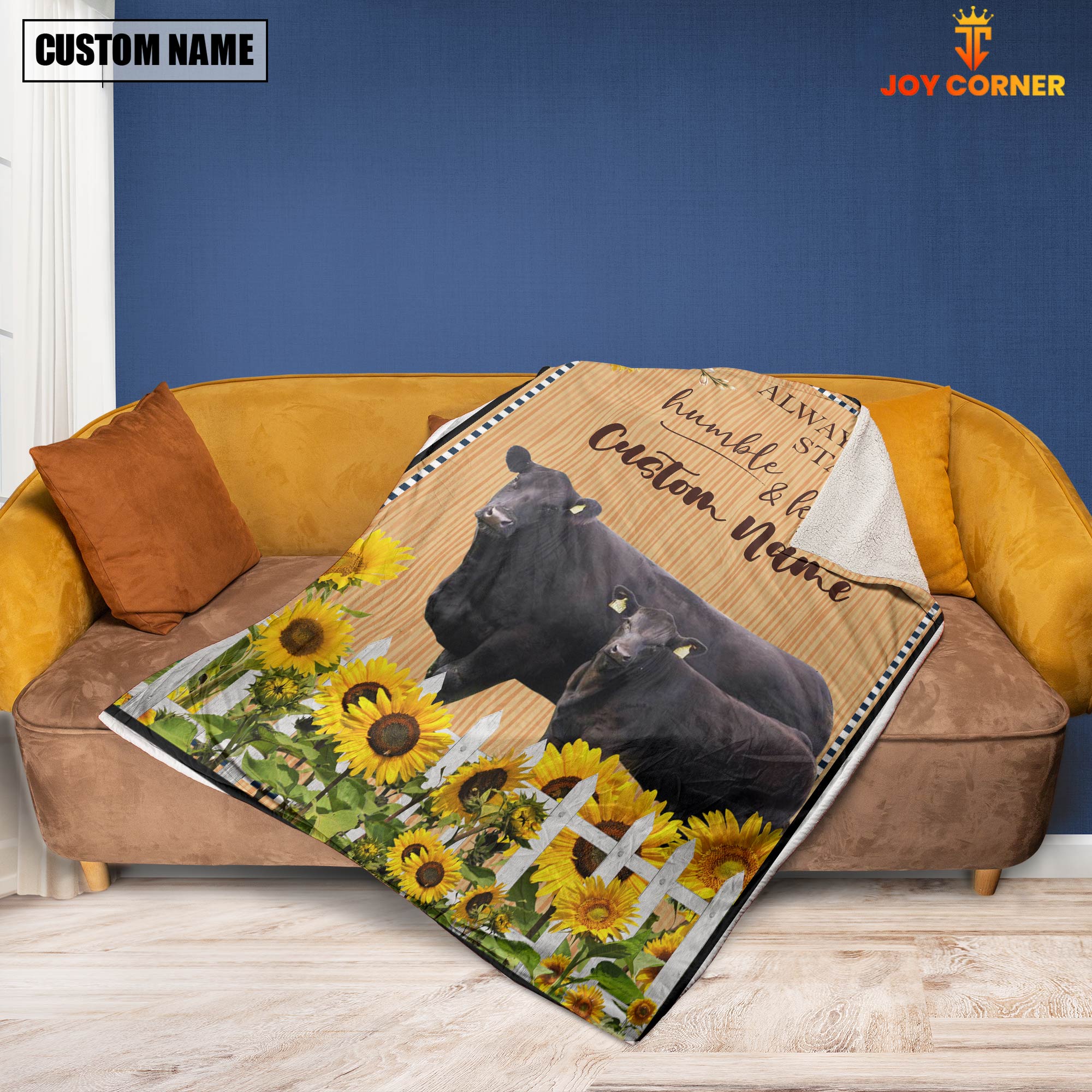 Black Angus Custom Name - Always Stay Humble and Kind Blanket