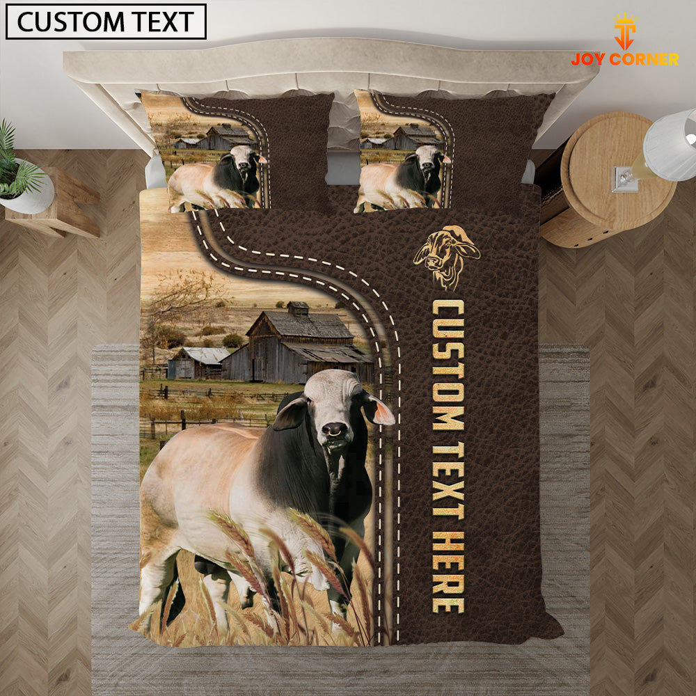 Brahman Custom Text Leather Pattern Bedding Set