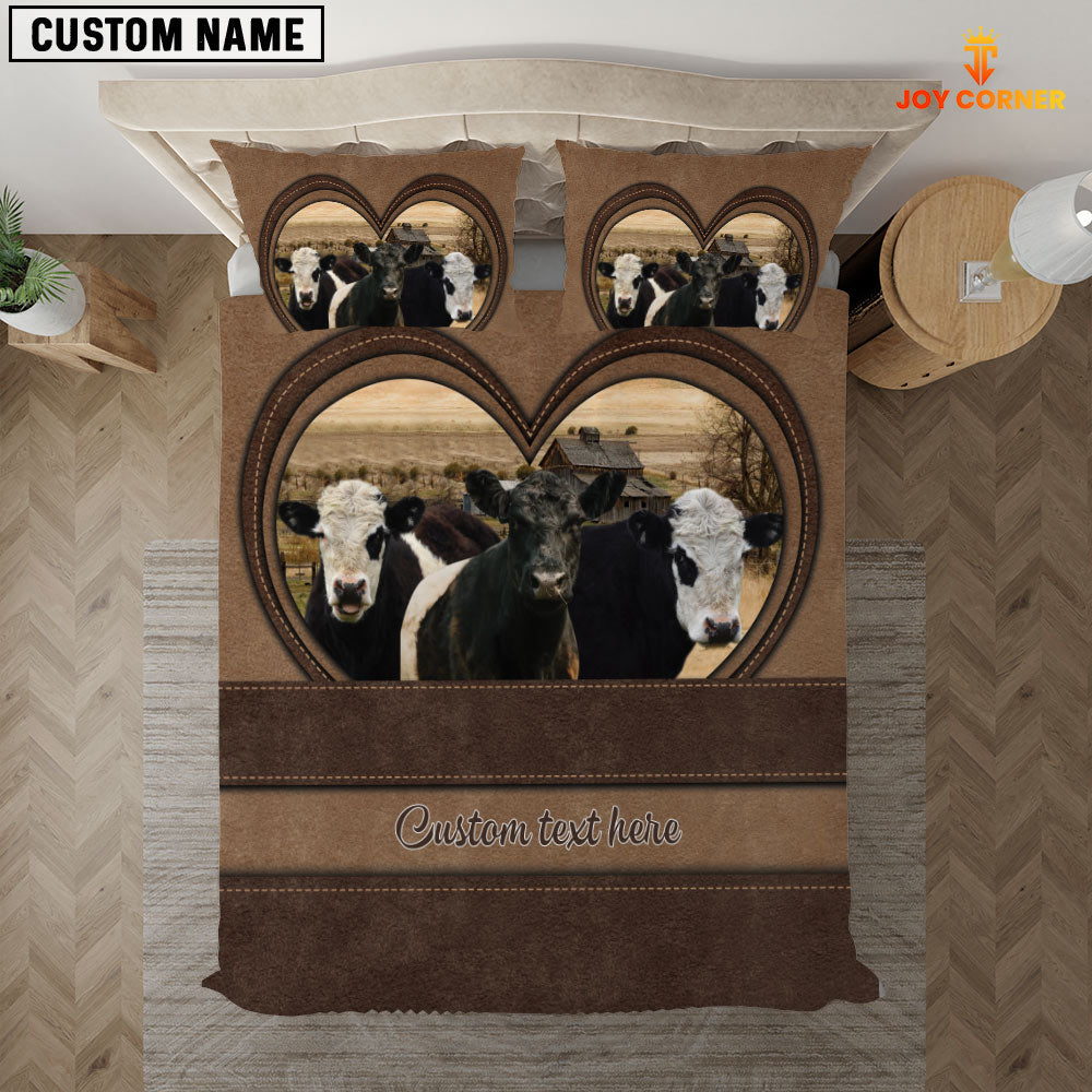 Belted Galloway In Heart Custom Name Bedding Set