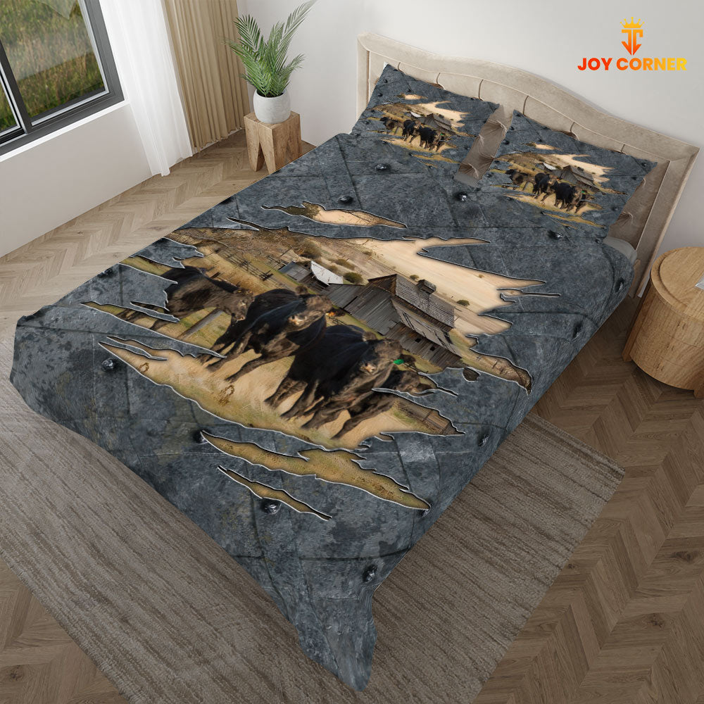 Black Angus On The Farm Customized Name Bedding Set