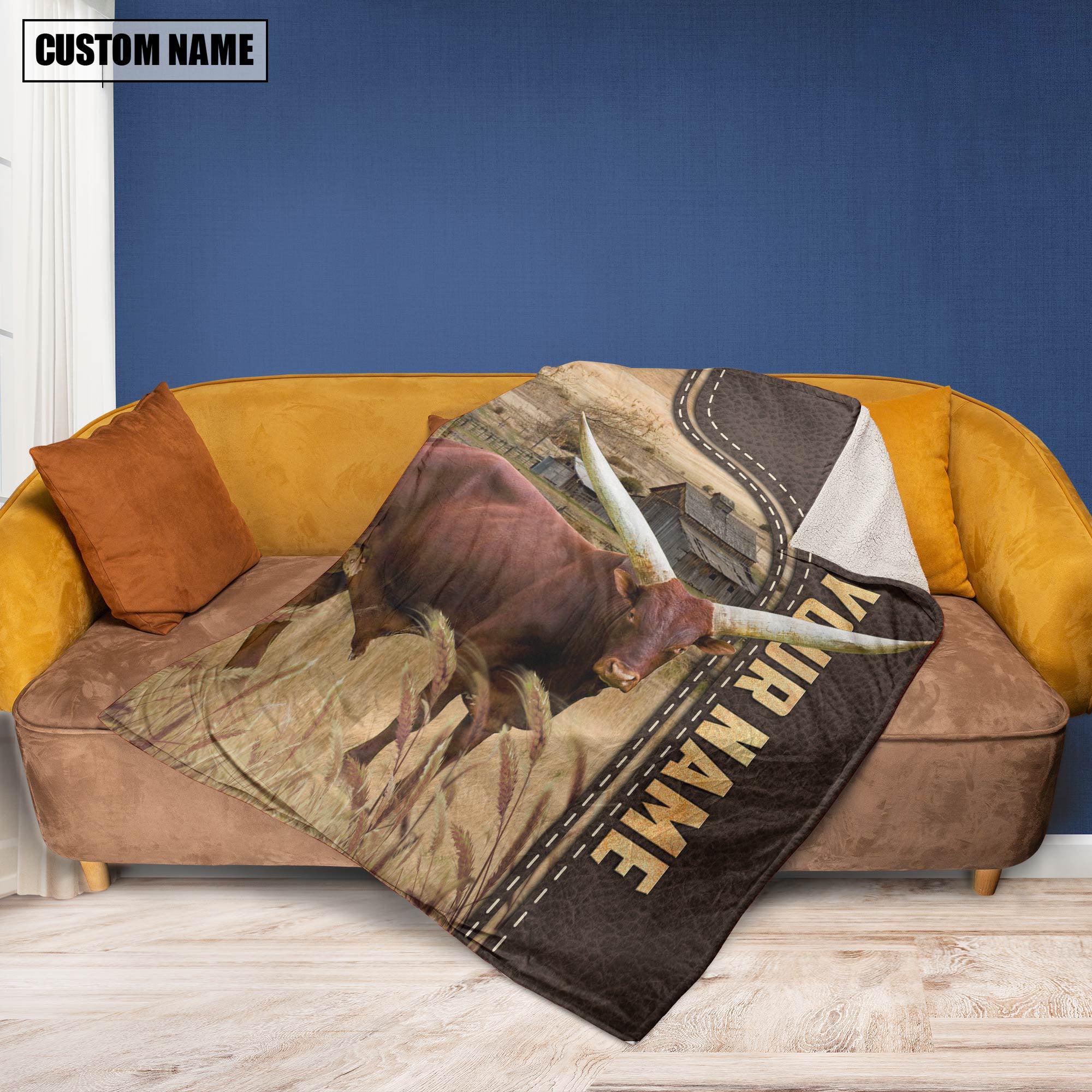 Personalized Name Watusi Leather Pattern Blanket