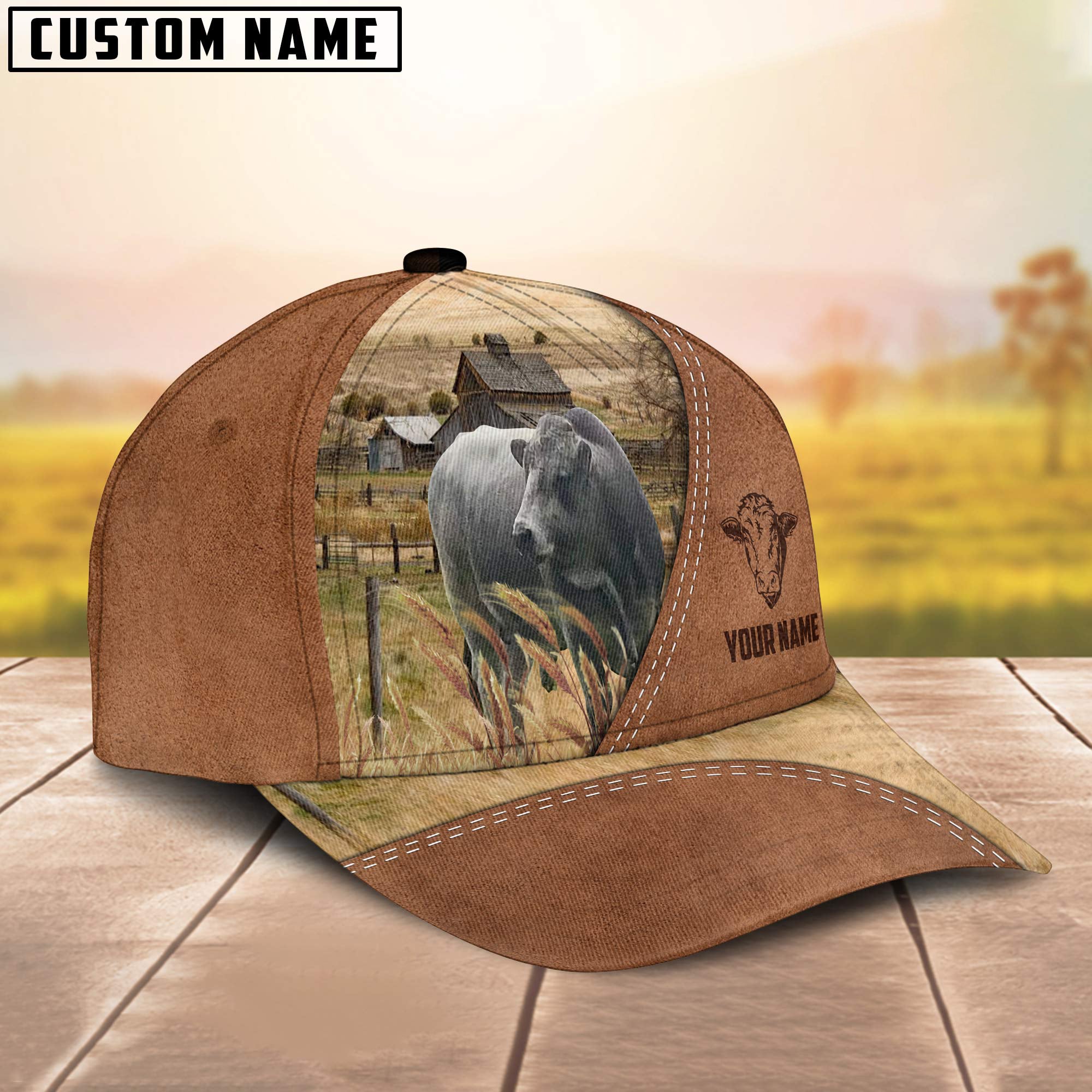 Cattle of Laurie Customized Name Brown Cap