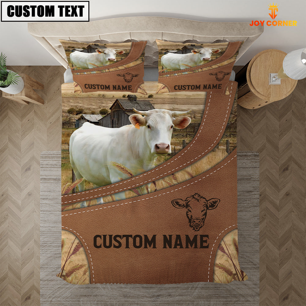 Custom Name Charolais On Farm Bedding Set