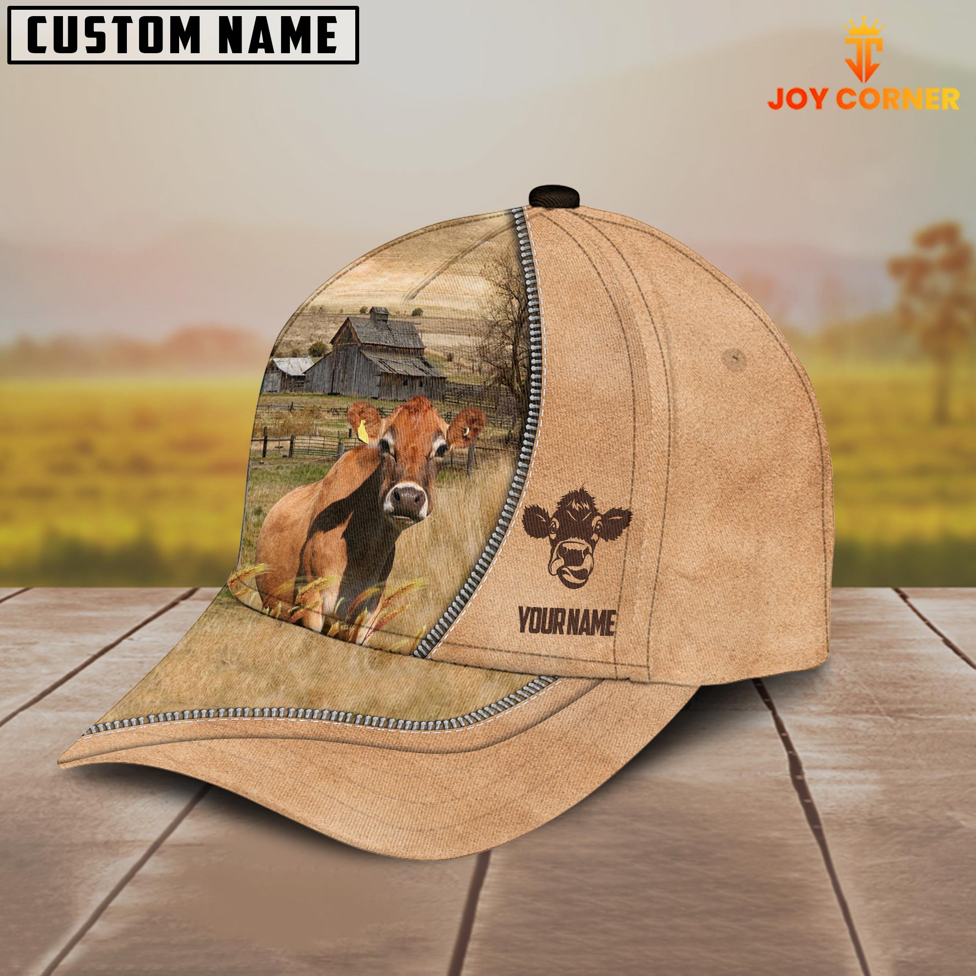 Jersey Farming Light Brown Customized Name Cap
