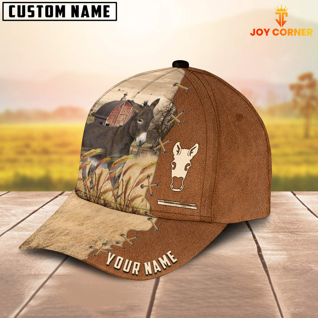 Donkey Custom Name Brown Leather Pattern Cap