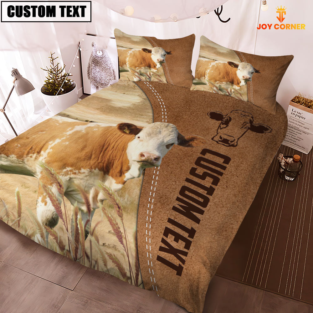 Custom Name Fleckvieh Cattle Brown Bedding Set