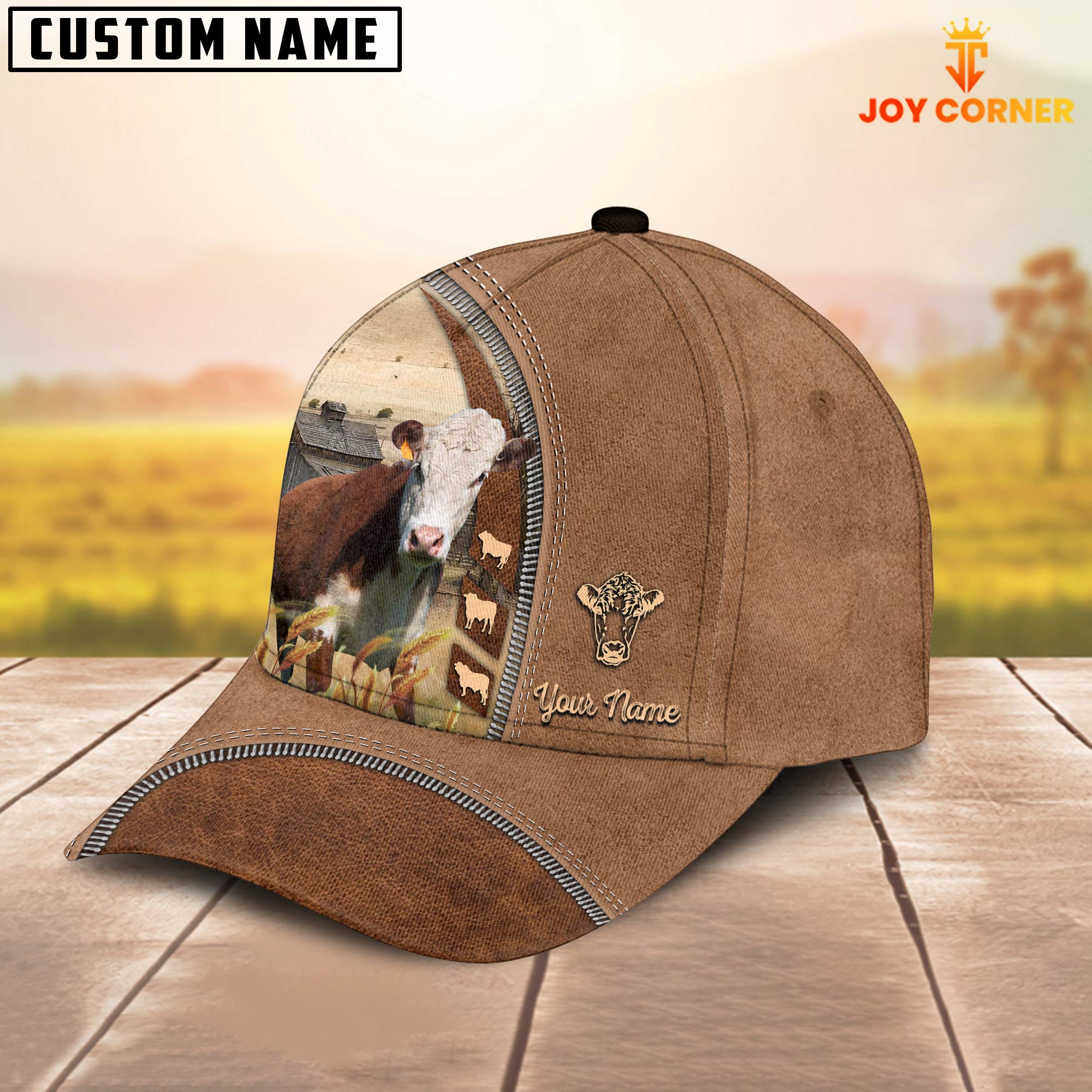 Hereford Farming Land Customized Name Cap