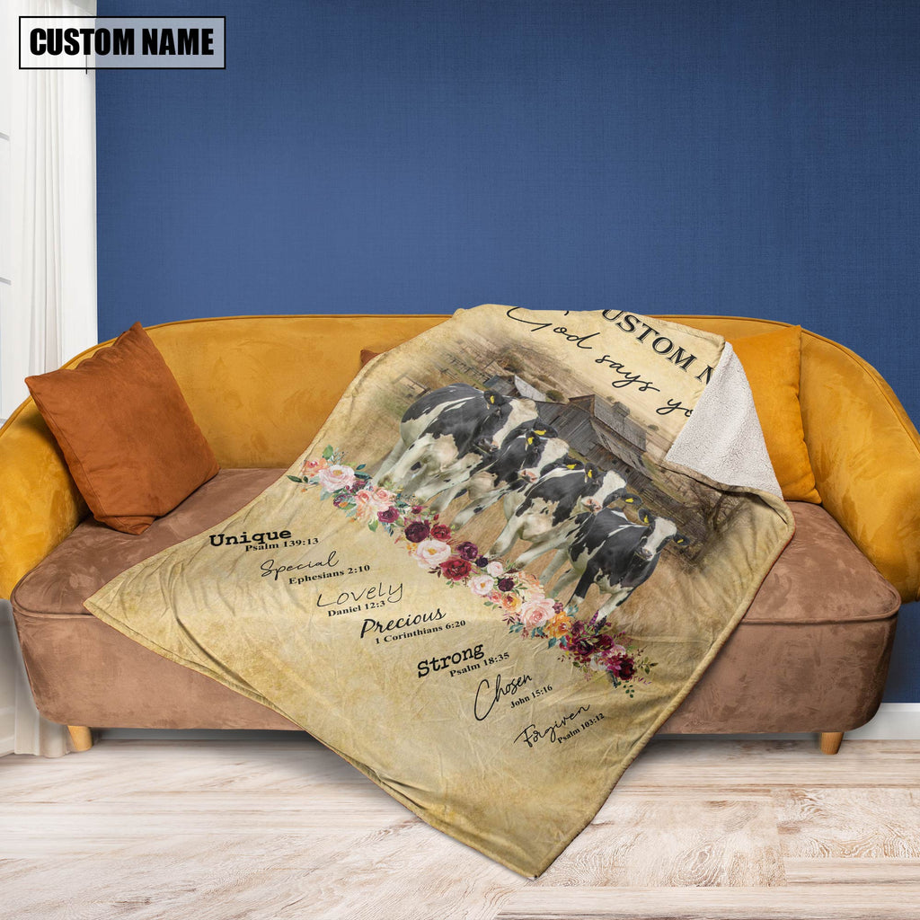 God Says You Are - Personalized Name Holstein Blanket