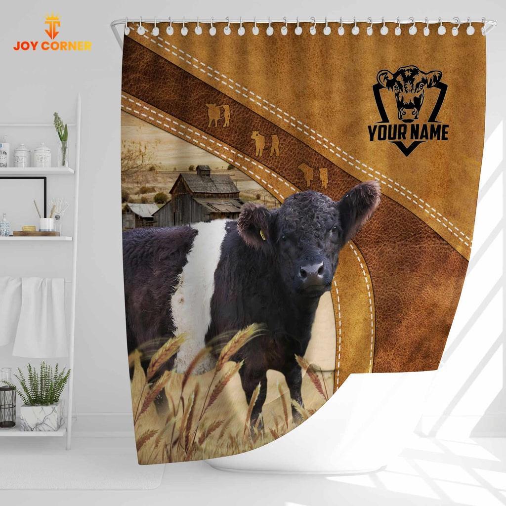 Custom Name Belted Galloway Pattern Shower Curtain