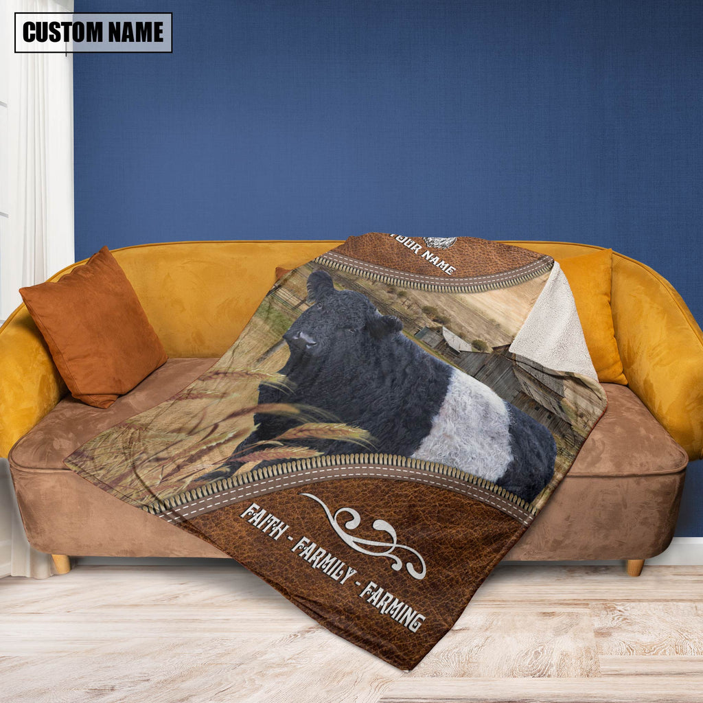 Personalized Name Belted Galloway Faith Family Farming Blanket