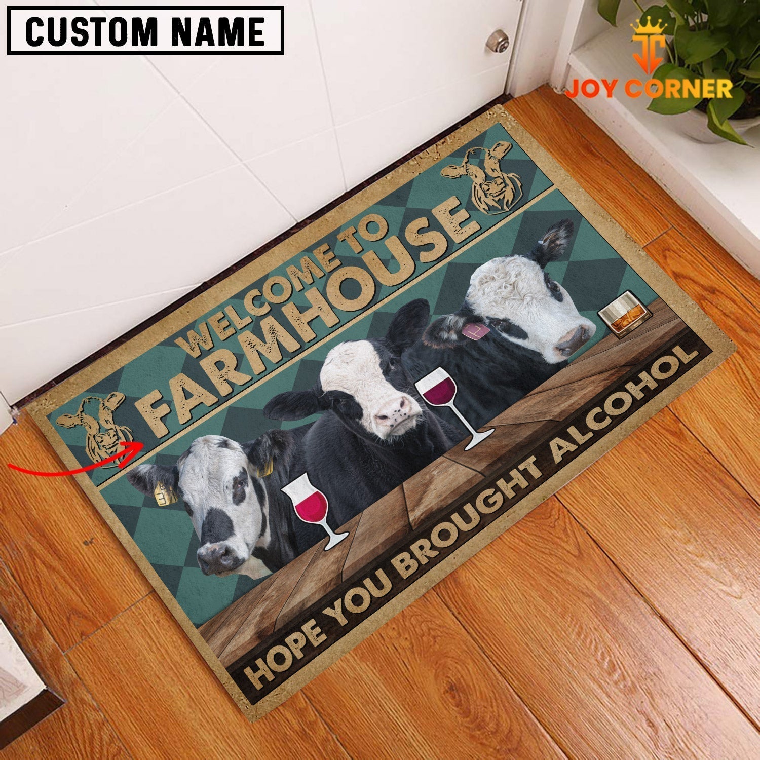 Black Baldy Hope You Bought Alcohol Custom Name Doormat