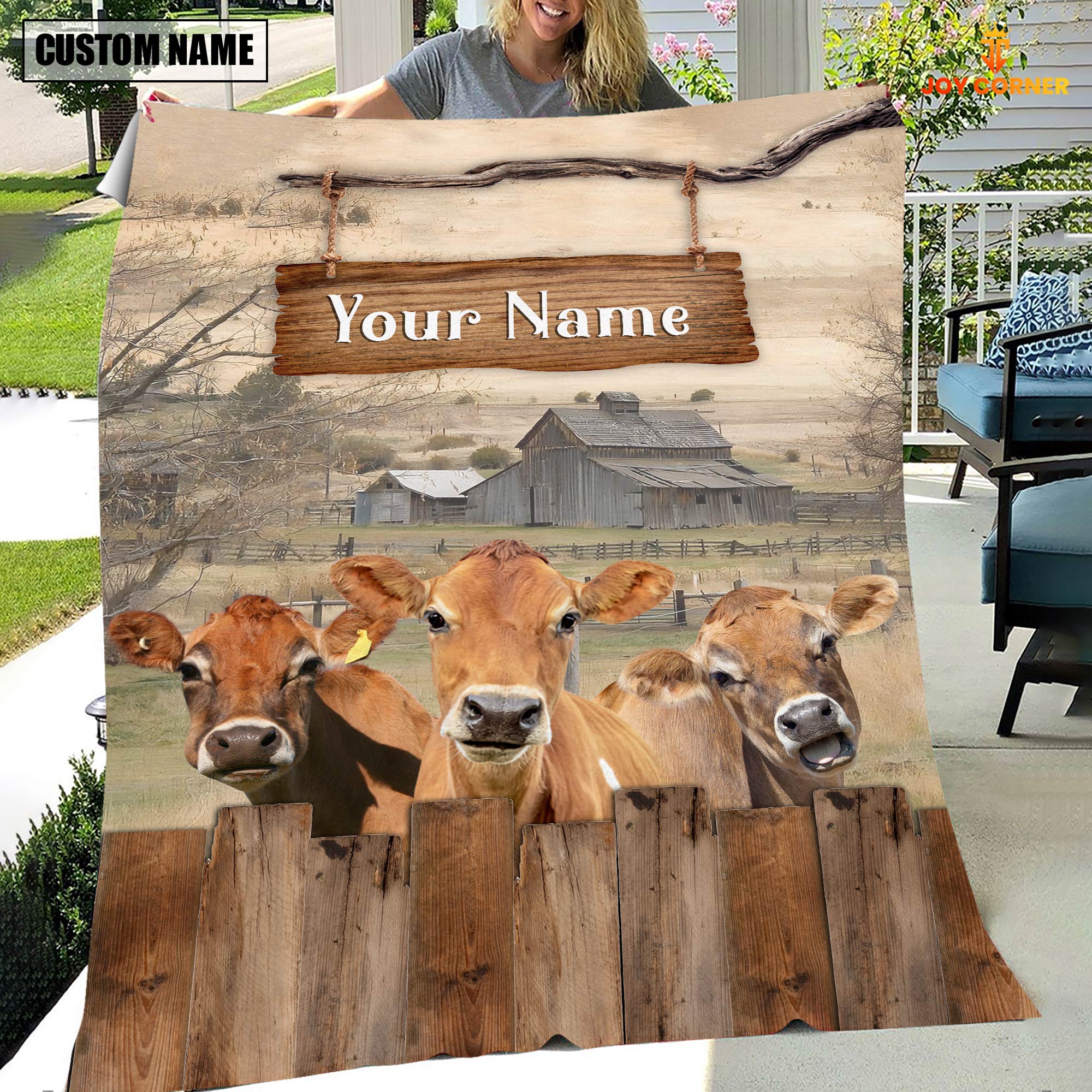 Personalized Name Jersey Wooden Pattern Blanket