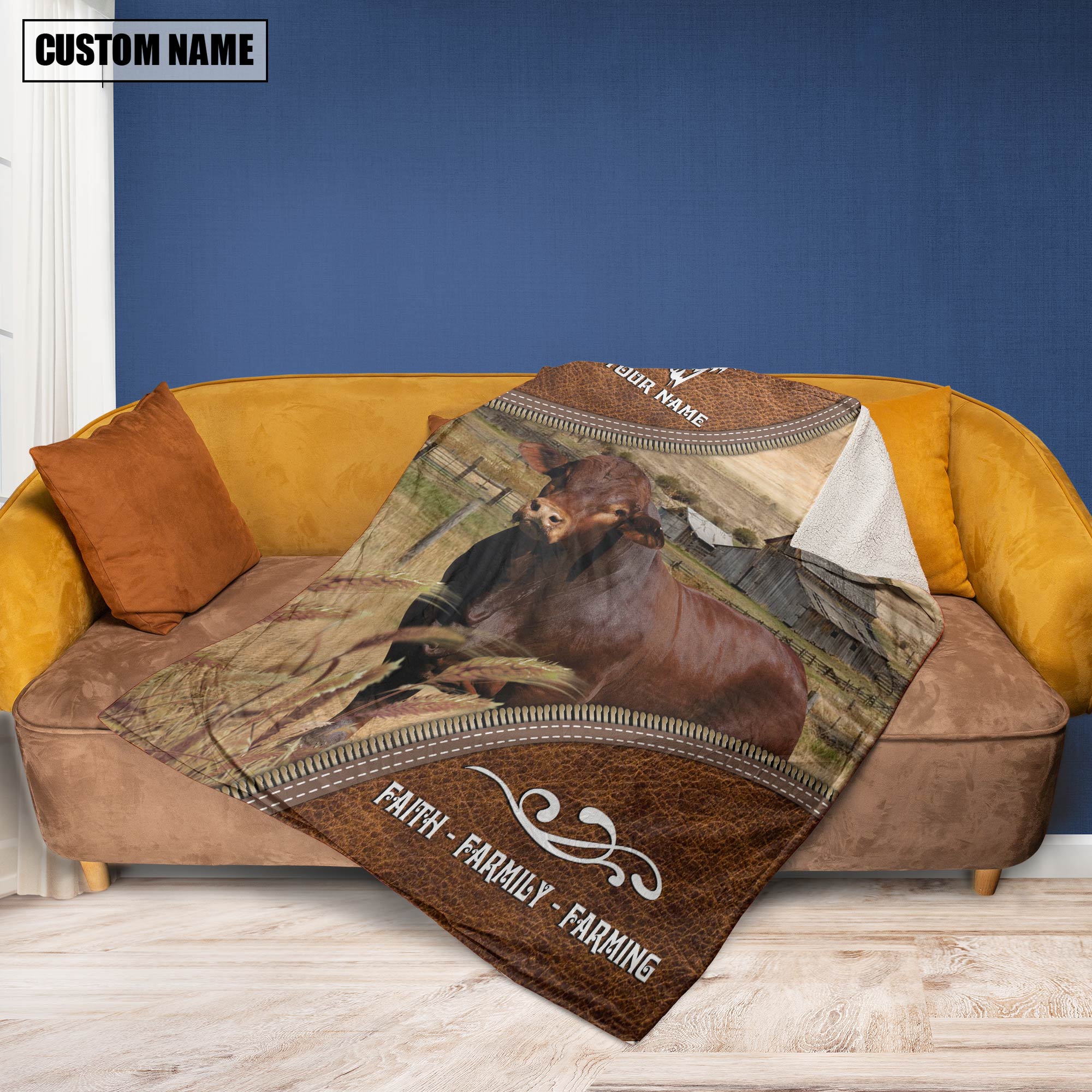 Personalized Name Beefmaster Faith Family Farming Blanket