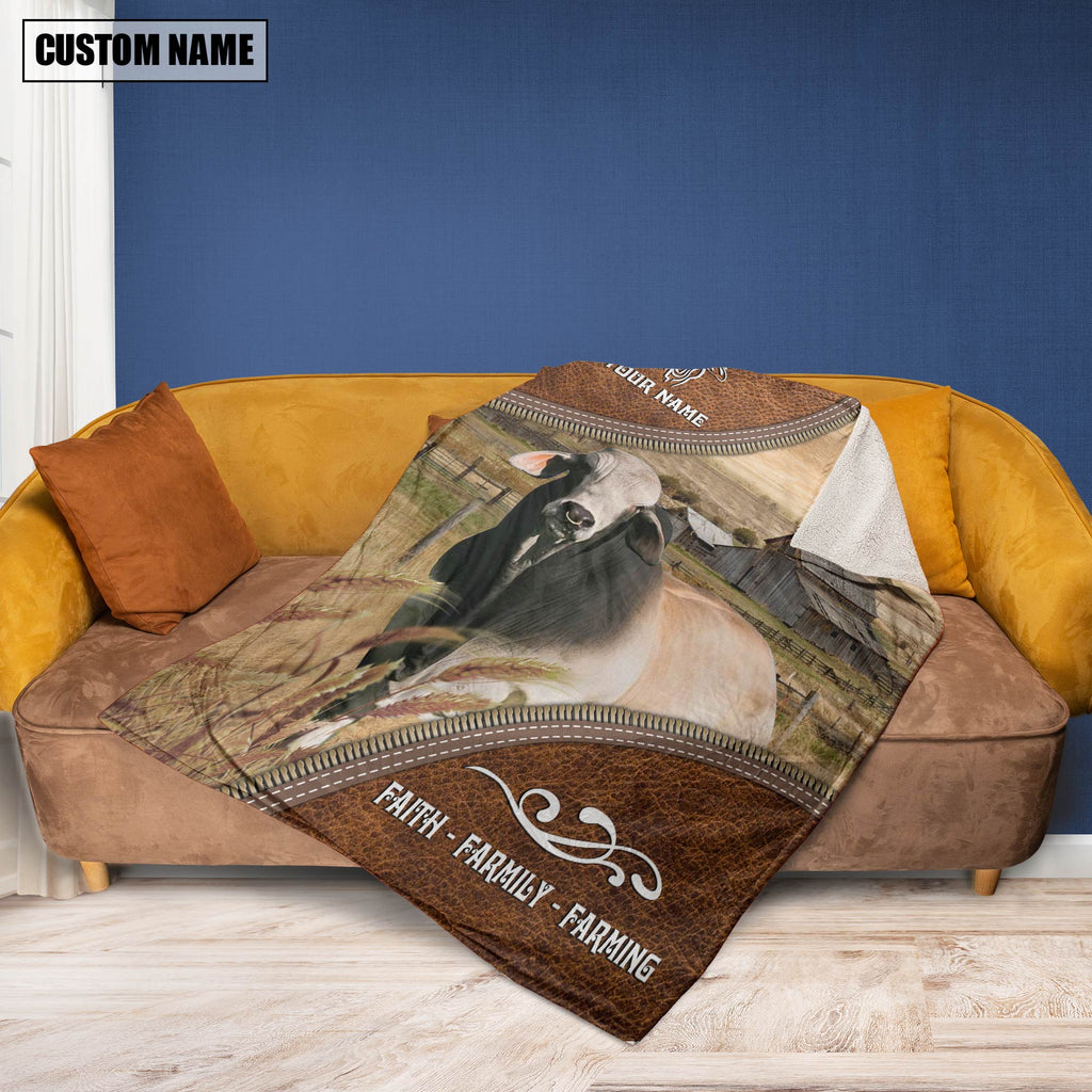 Personalized Name Brahman Faith Family Farming Blanket