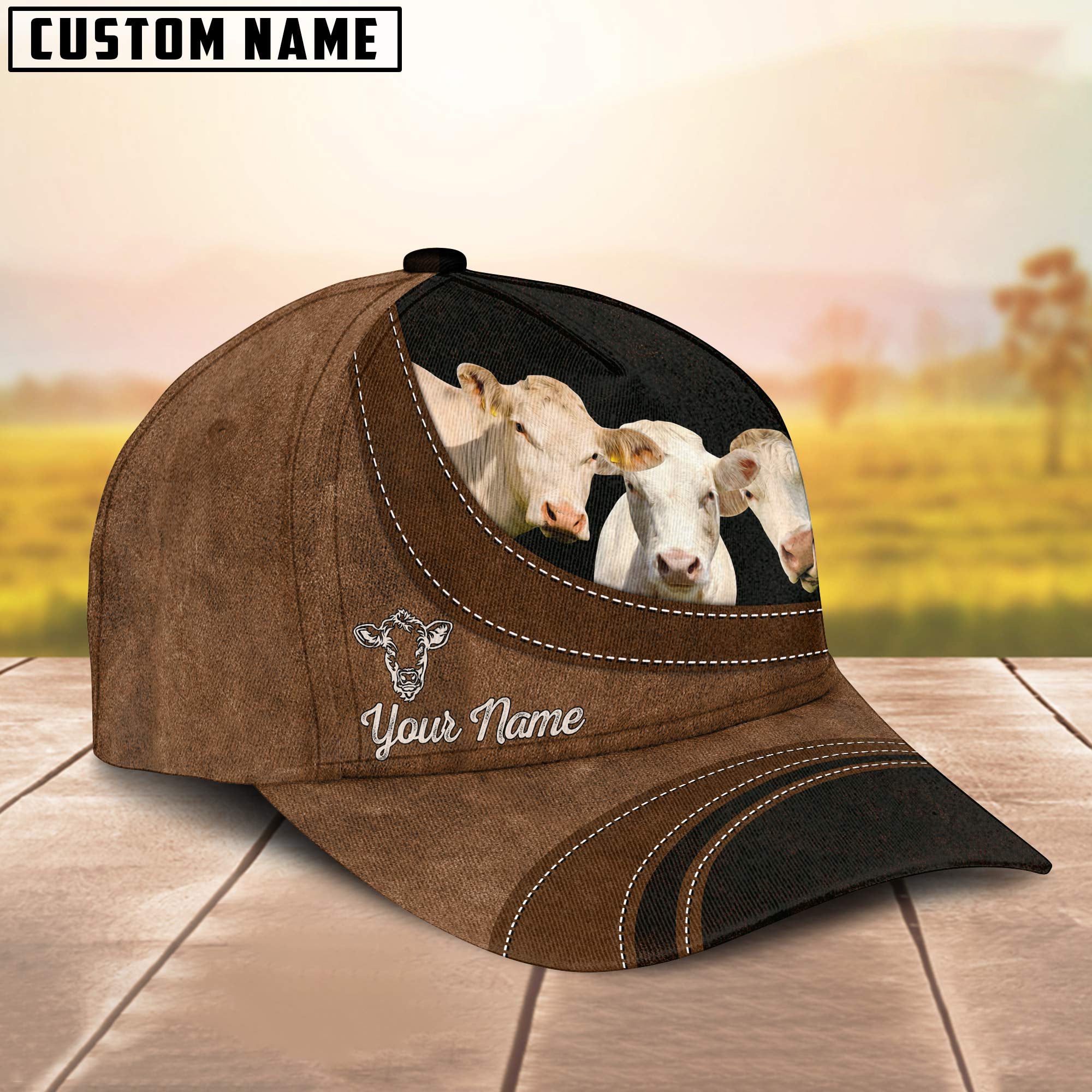 Charolais No Horn Happiness Customized Name Cap