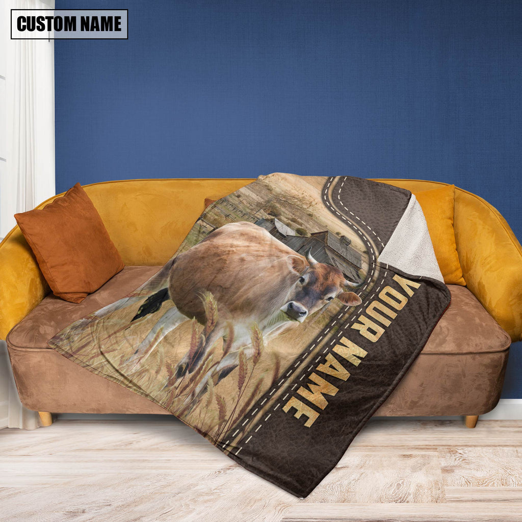 Personalized Name Brown Swiss Leather Pattern Blanket