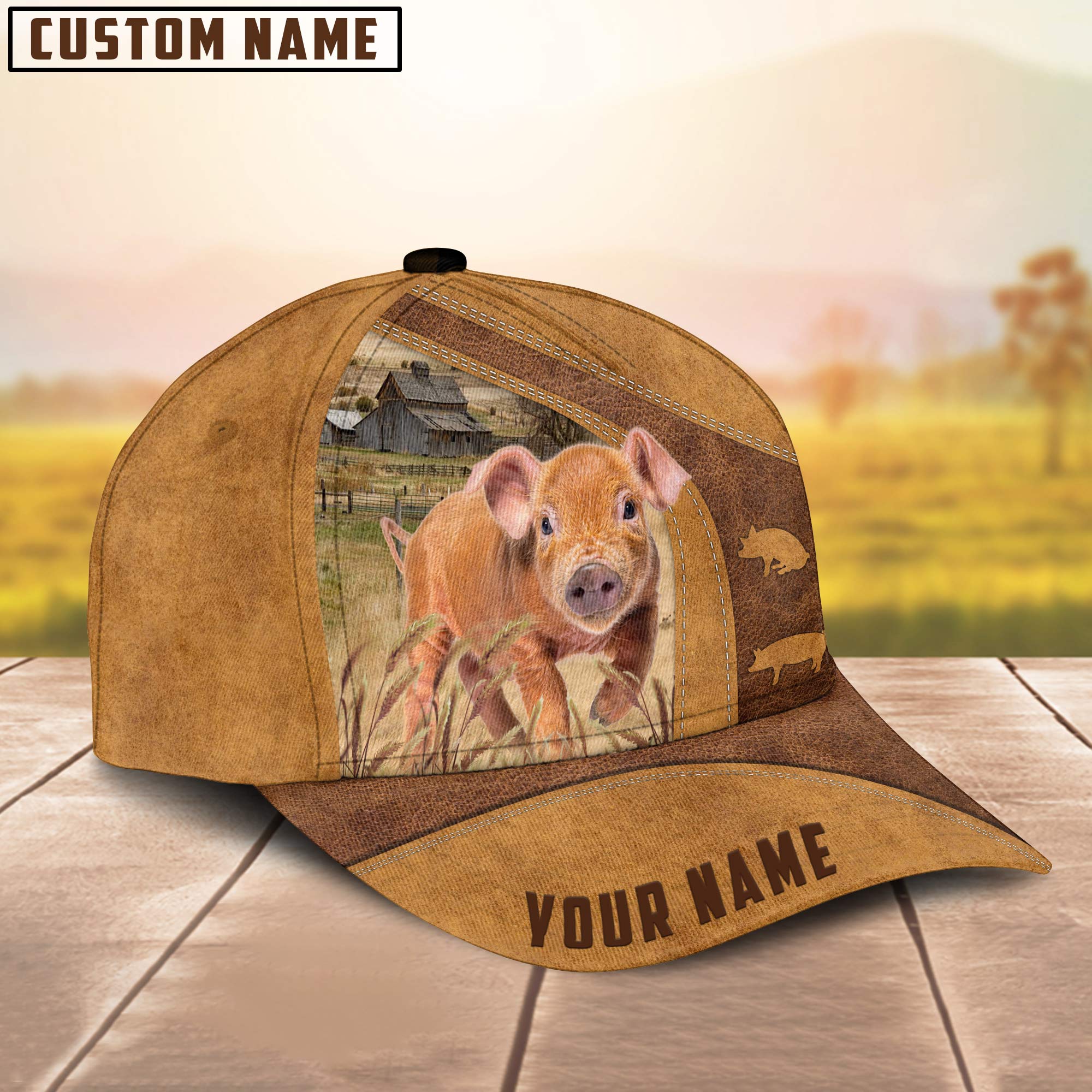 Custom Name Duroc Pig Cap