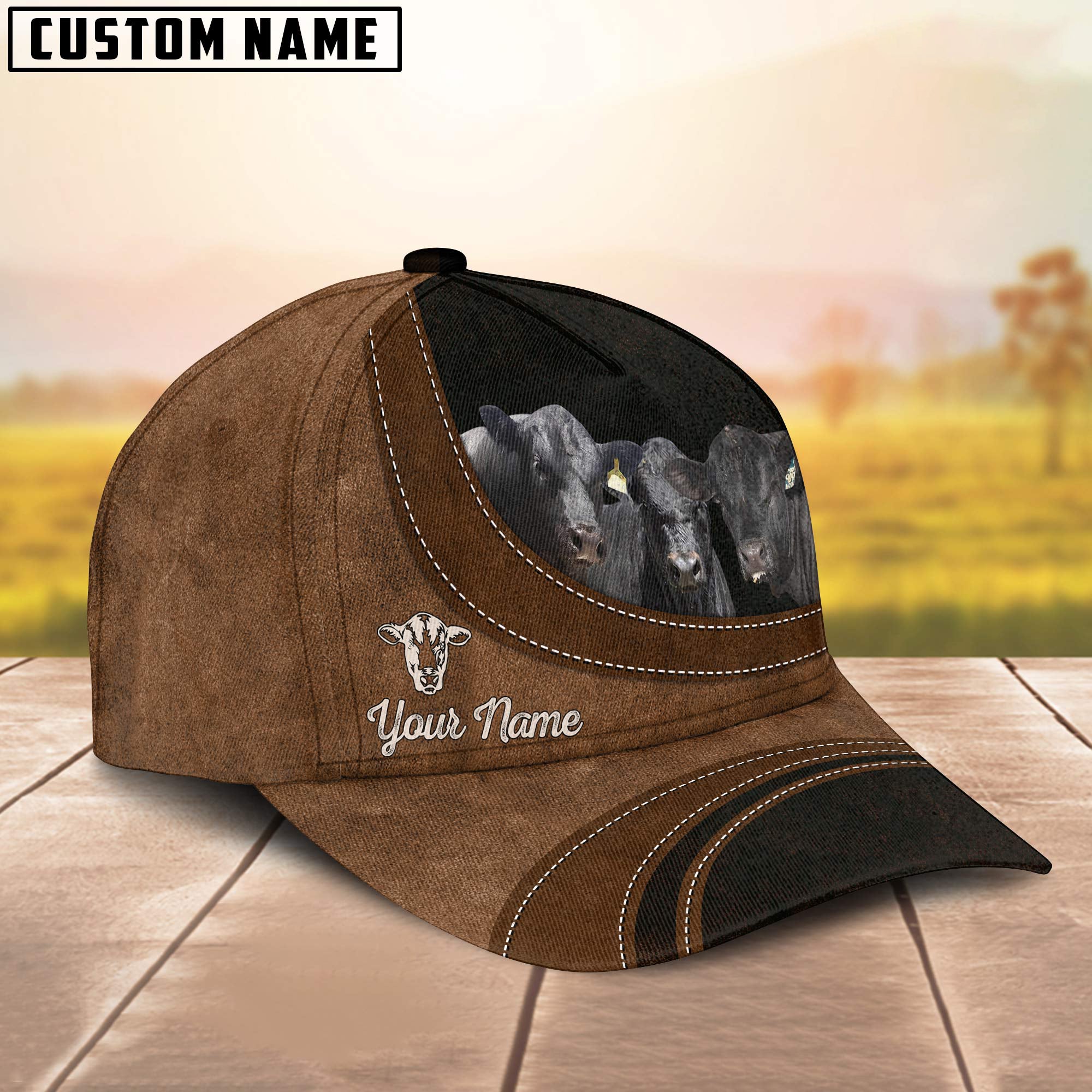 Black Simmental Happiness Customized Name Cap