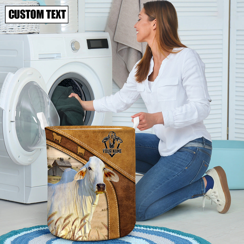 Brahman Cattle Brown Custom Name Basket