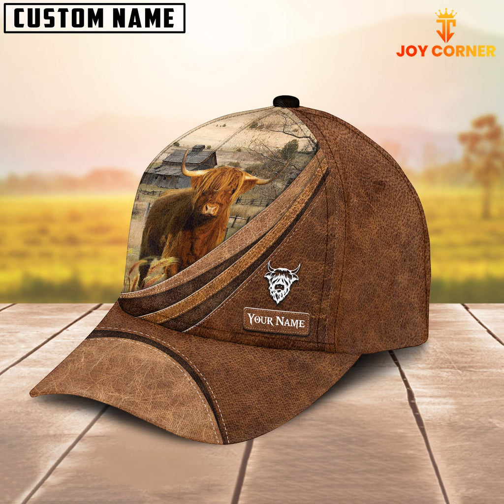 Custom Name Highland Leather Pattern Classic Cap