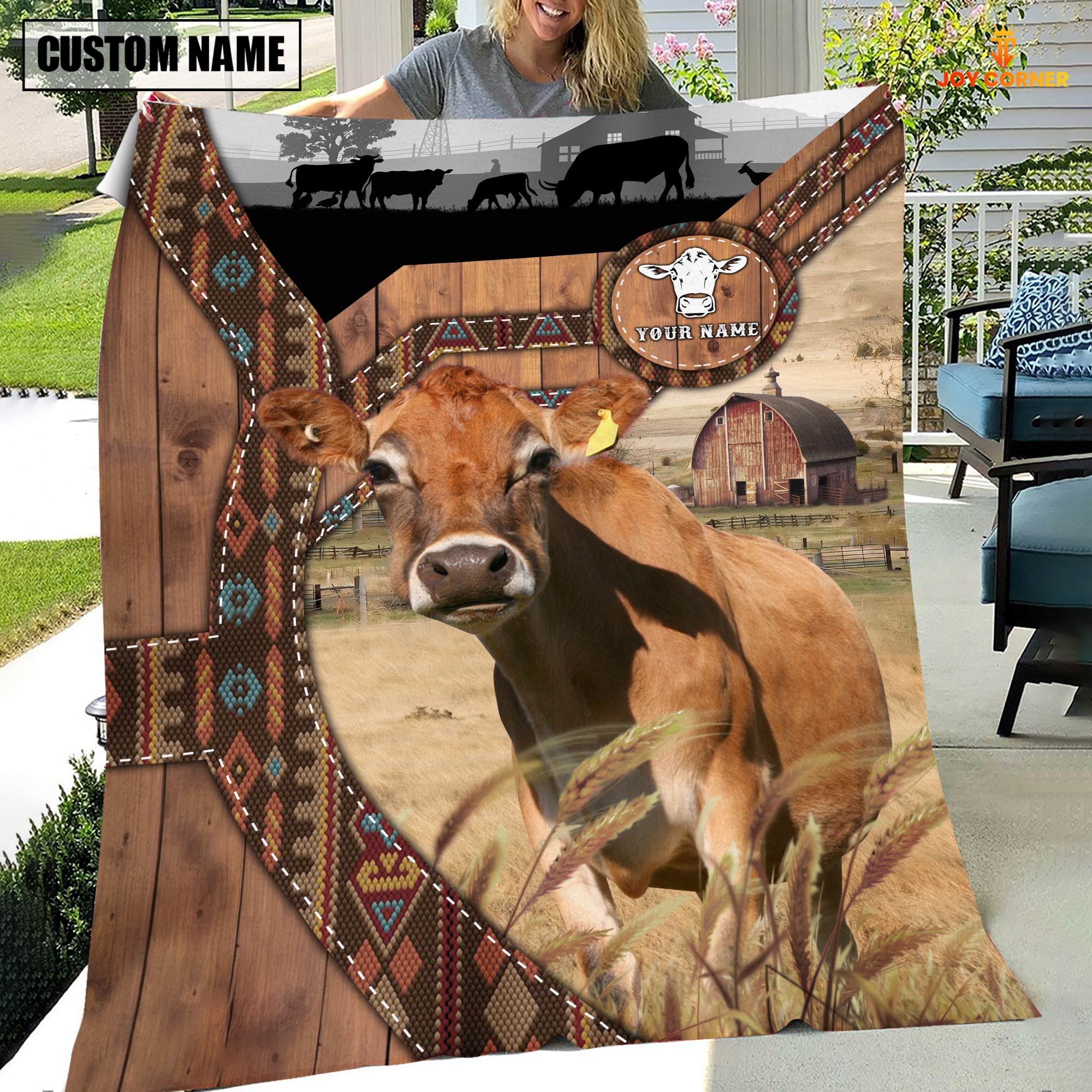 Jersey Custom Name Brocade Pattern Blanket