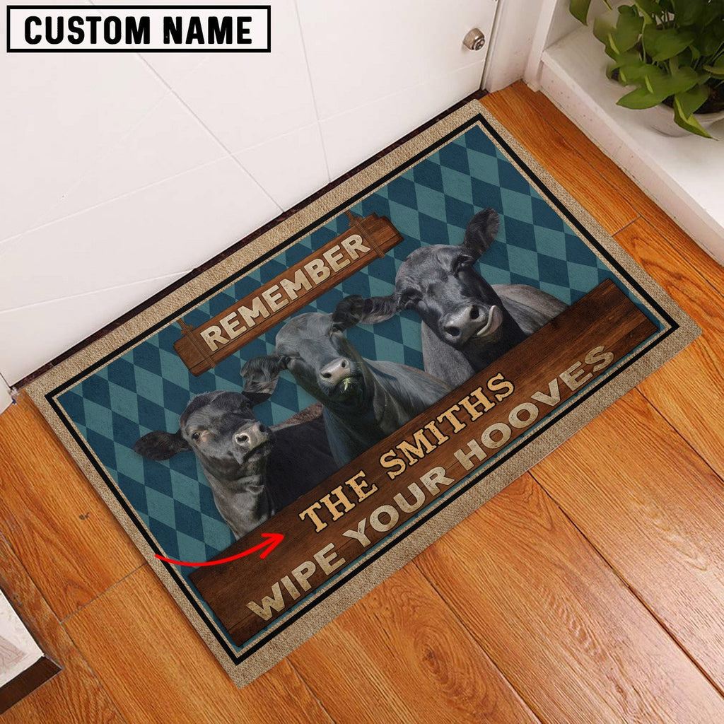 Black Angus Wipe Your Hooves Custom Name Doormat