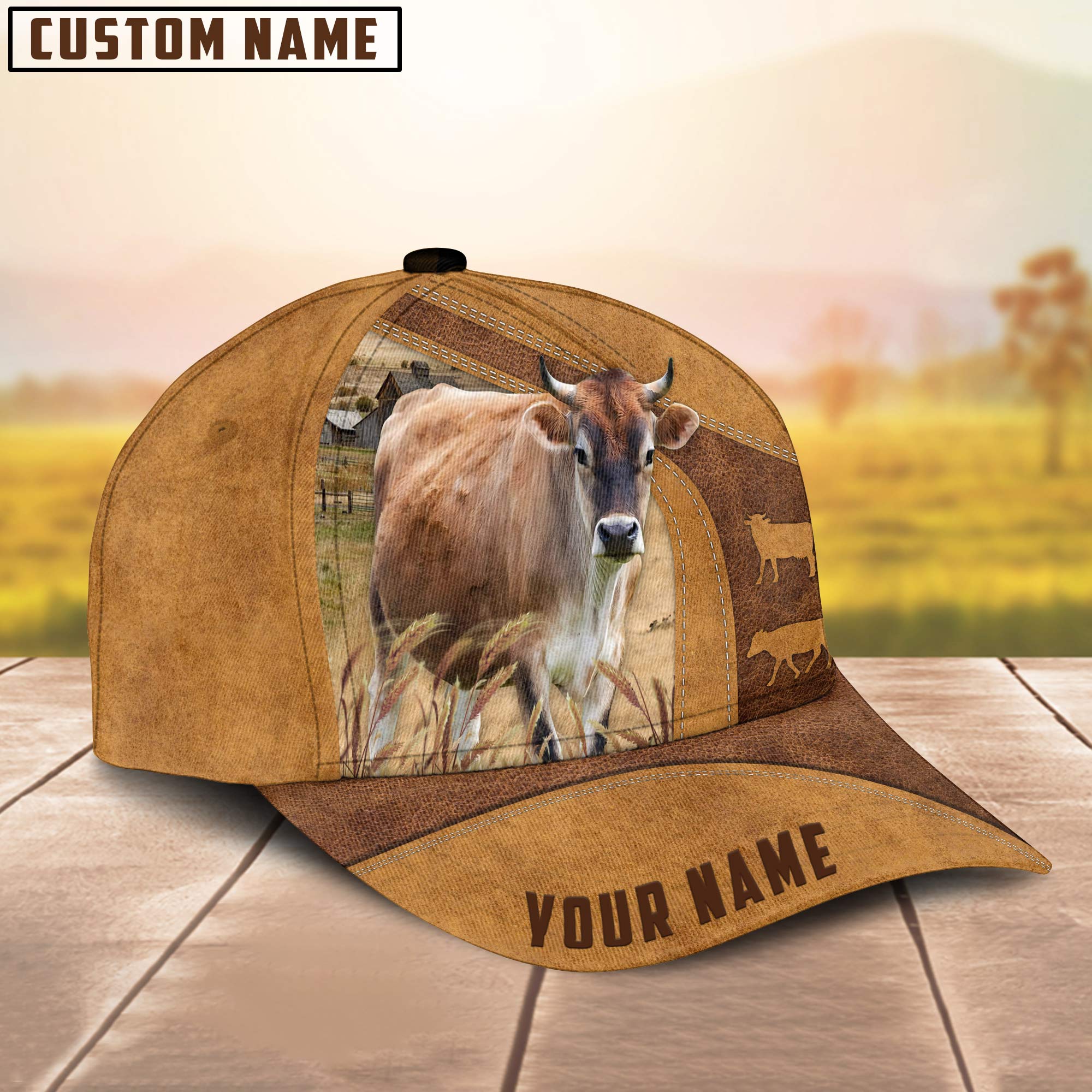 Custom Name Jersey Cattle Cap